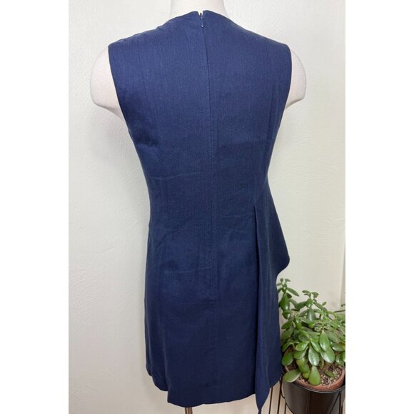 Diane Von Furstenberg Womens Navy Ruffle Sheath Sleeveless Dress Size 4 Cocktail - Picture 6 of 14